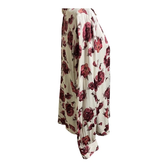 Rachel Parcell womens silk floral blouse hi neck ruffle long sleeve size large - Picture 3 of 9